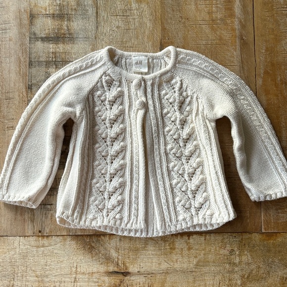 H&M Ivory Cable Knit Baby Girl Cardigan 6-9m - Picture 1 of 7